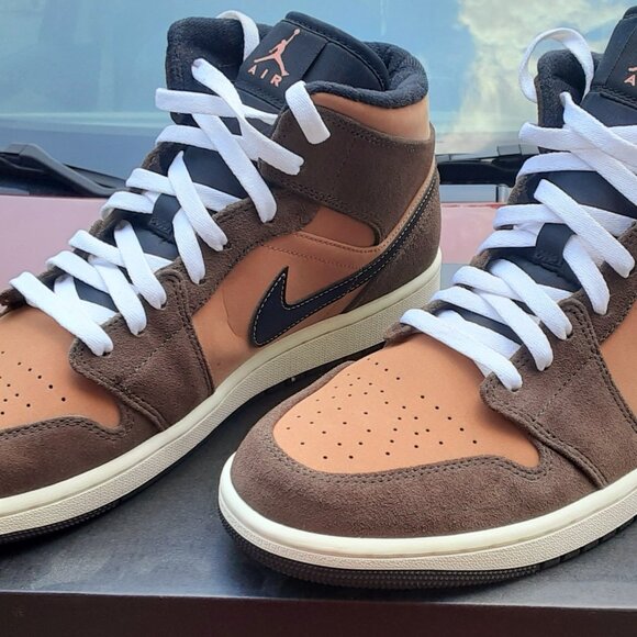 NIKE Jordan 1 Mid SE “Earth Tone/Dark Chocolate” – US Men’s Size 12 – Pre-Owned - Picture 10 of 12